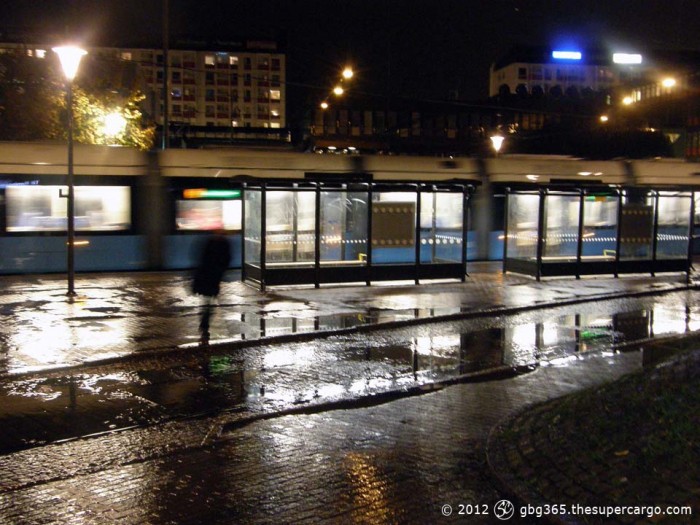 The tram in the rain