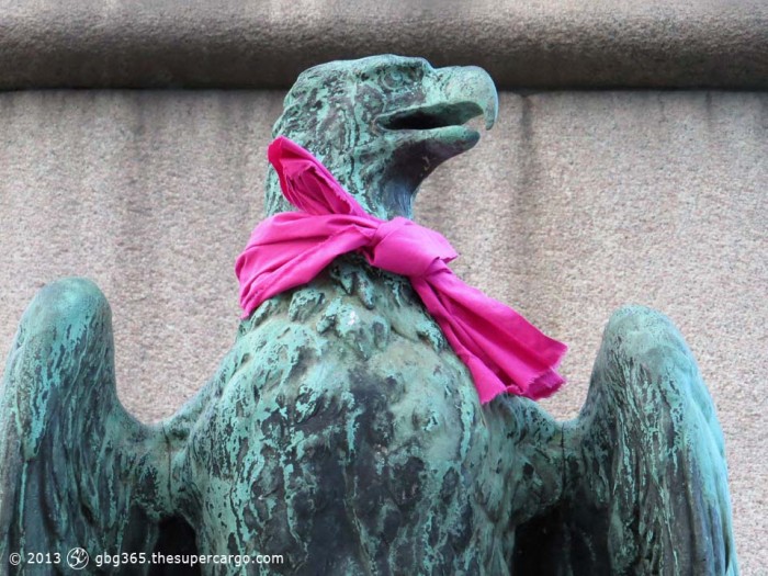 John Ericsson's eagle with a young feminist scarf