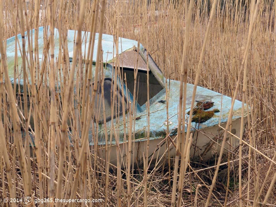 Long abandoned speedboat